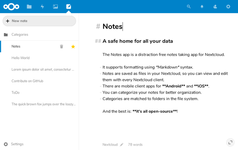 Notes - distraction free notes taking app for Nextcloud - LinuxLinks