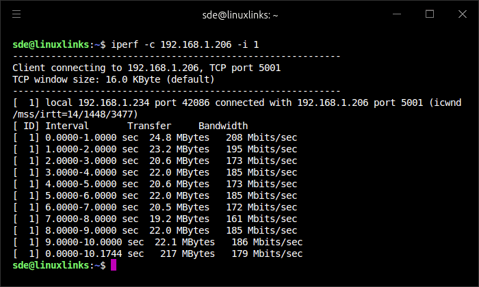 iperf statistics