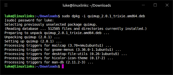 Quimup installation