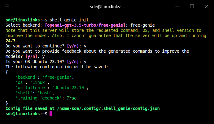 Initialize Shell Genie