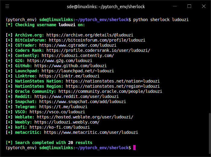 sherlock output