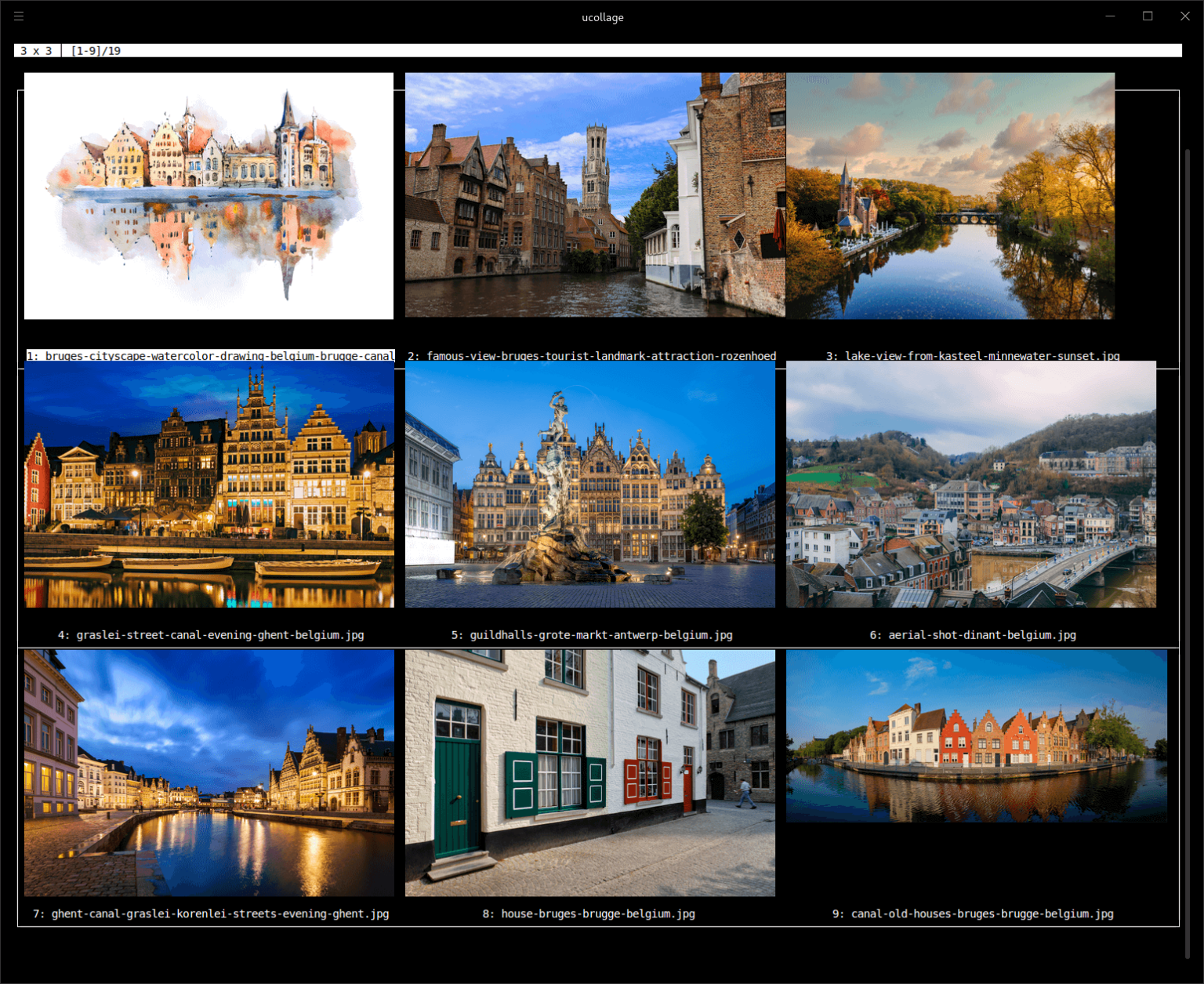Collage Examples Command ucollage - extensible command line image viewer - LinuxLinks