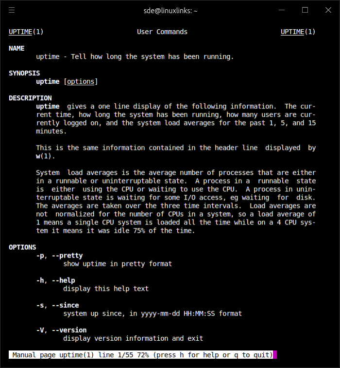 uptime man page