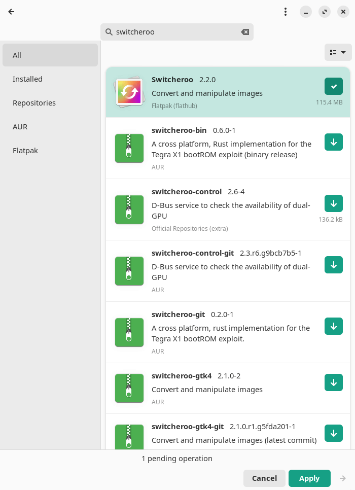 Installing Switcheroo