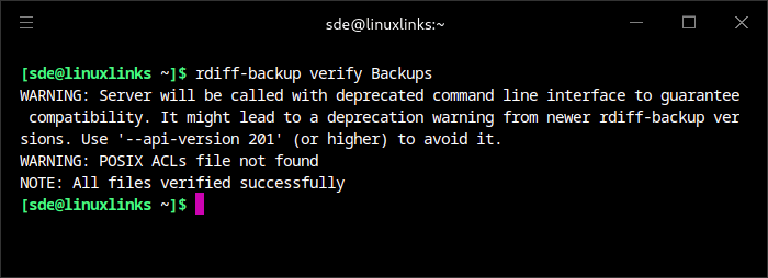 verify a backup