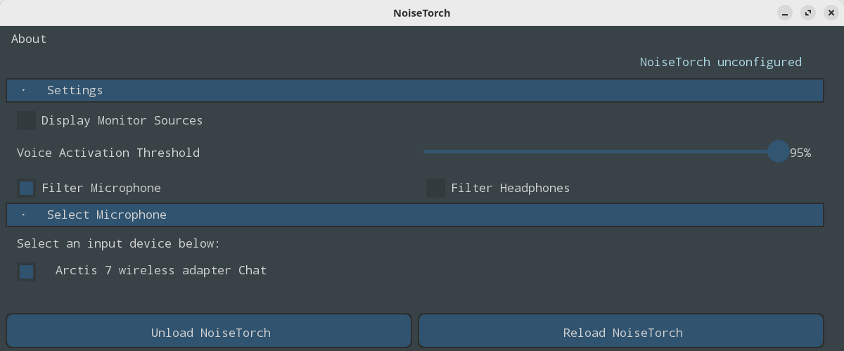 NoiseTorch unconfigured
