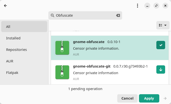 Installation with Pamac