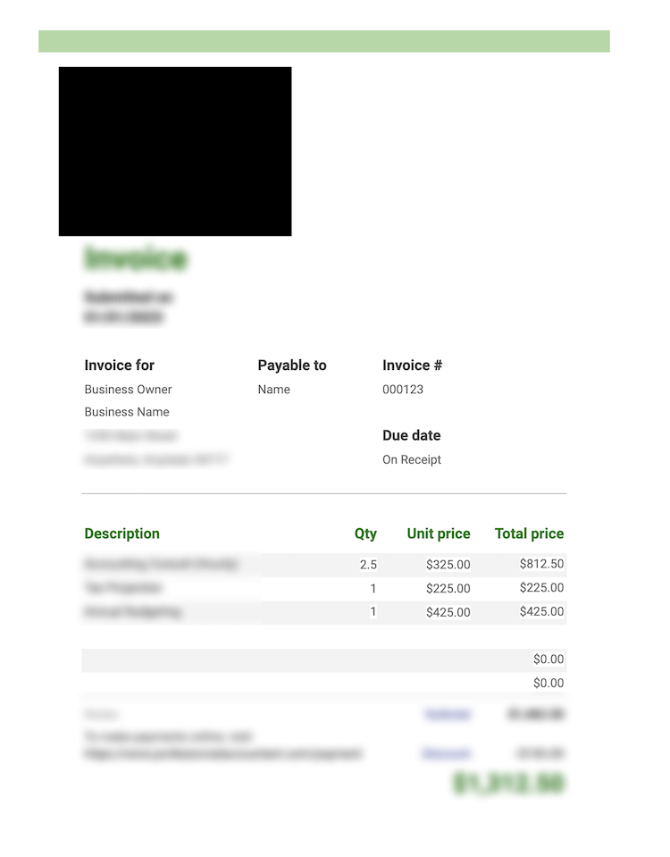 Example invoice