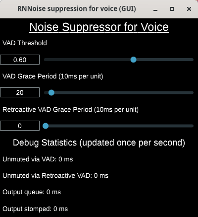 GUI for noise-suppression-for-voice