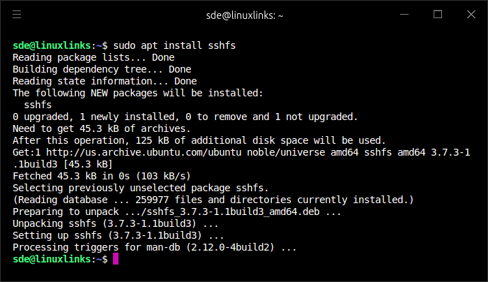 Installing sshfs in Ubuntu