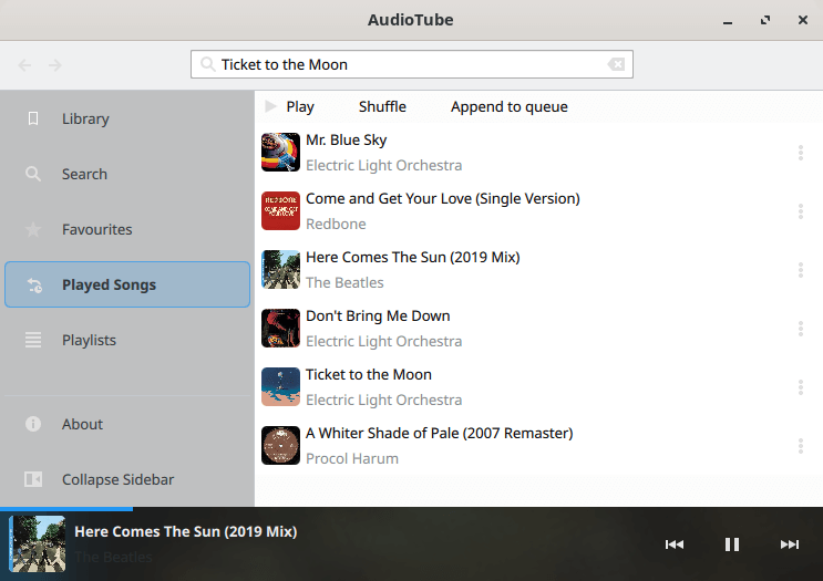 AudioTube Played Songs