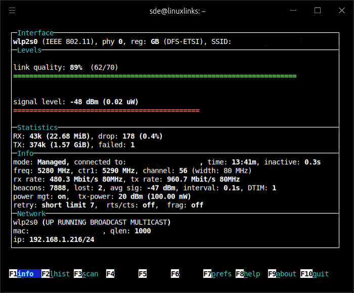wavemon output on the DreamQuest N100