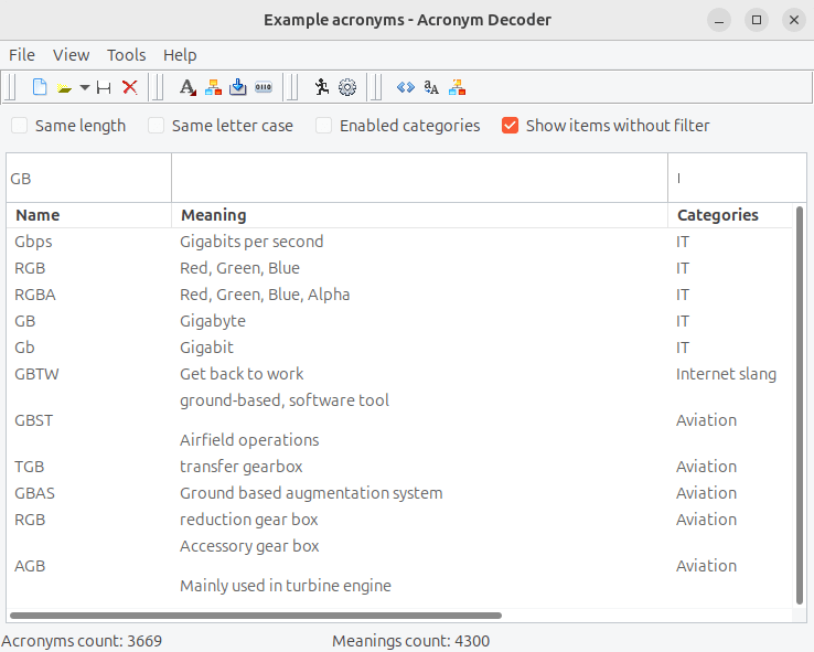 Acronym Decoder in action