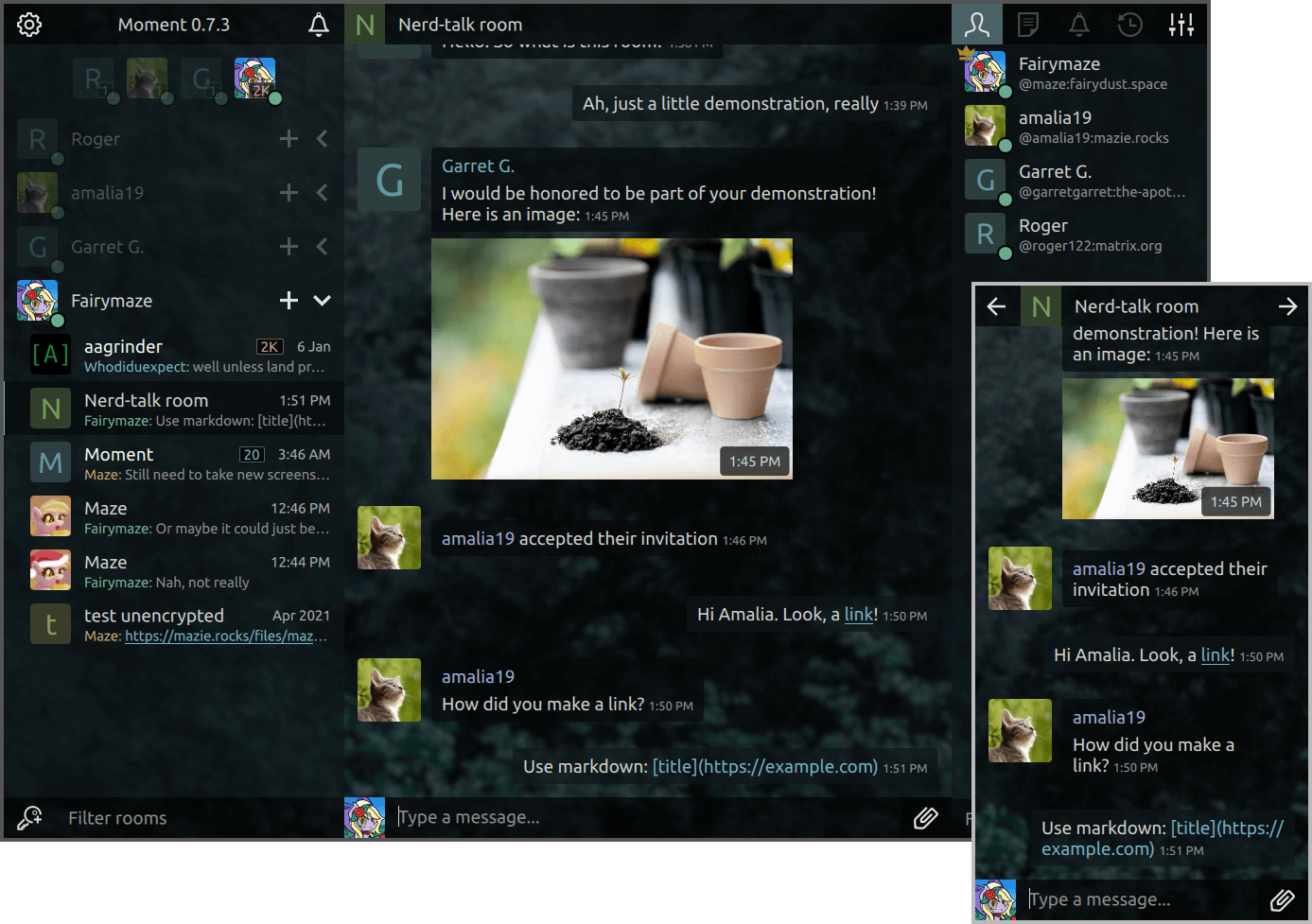 Moment is a Matrix client