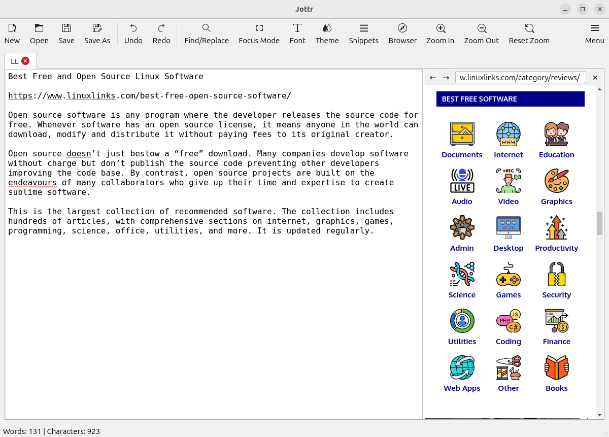 Jottr text editor