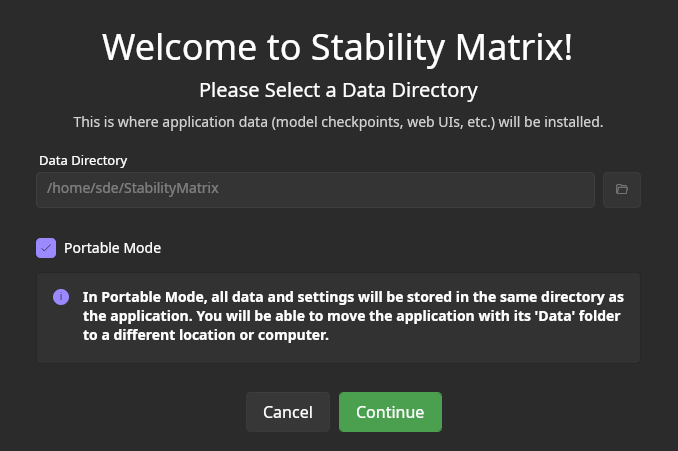 Choose a data directory