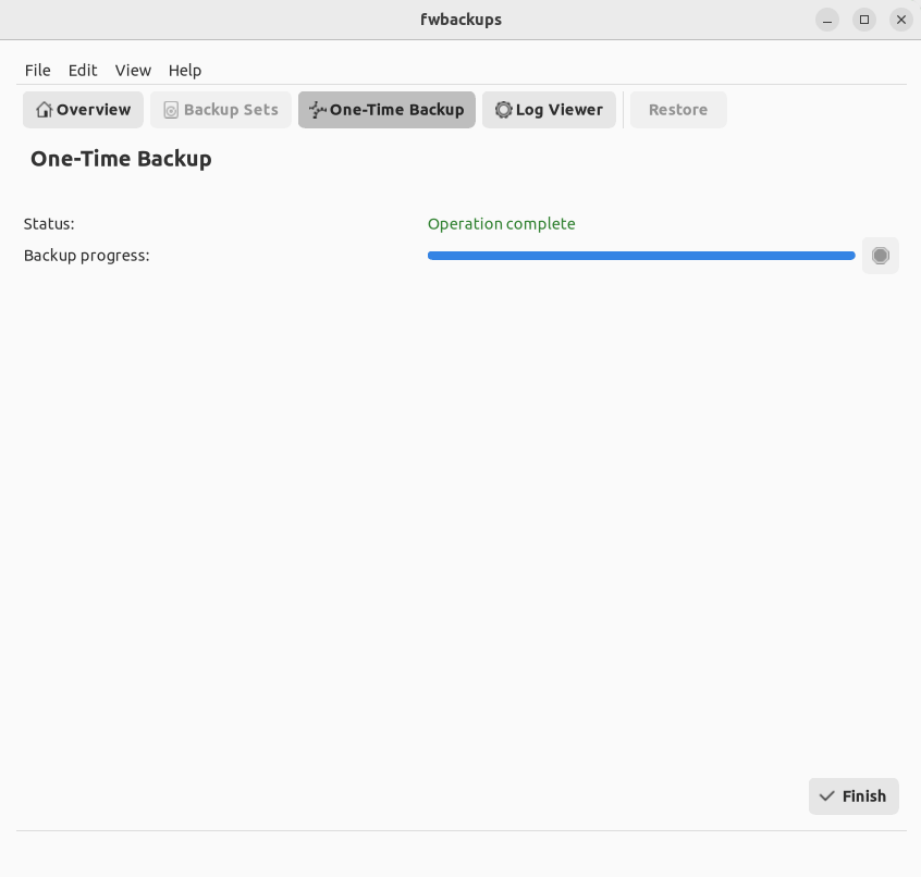 One time backup