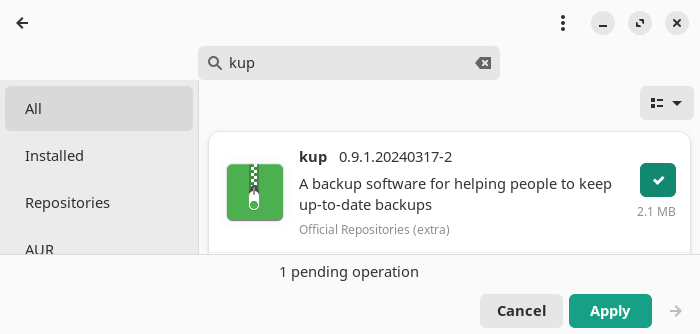 kup installation