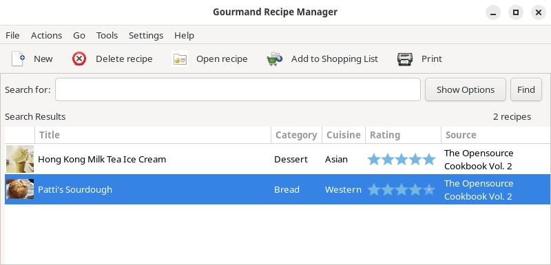 Gourmand recipe manager