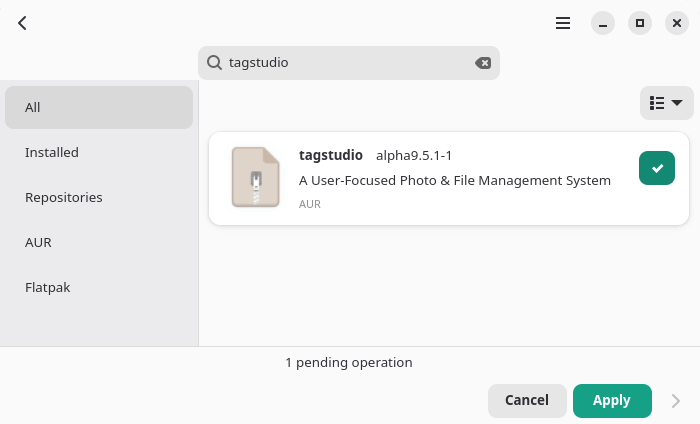 Installing TagStudio in Manjaro