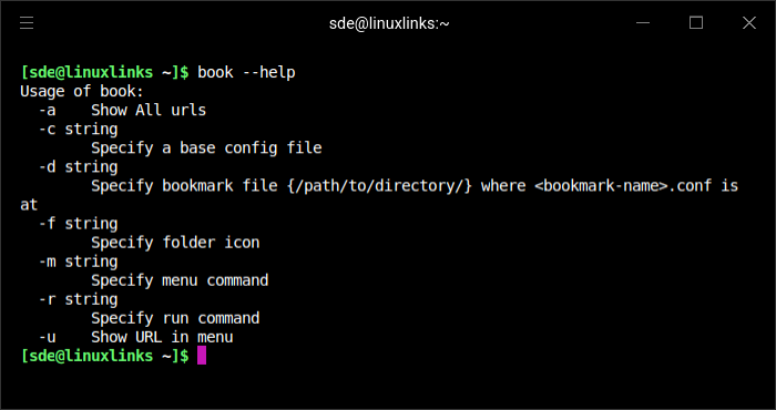 Options available in book