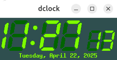 dclock in action showing the date