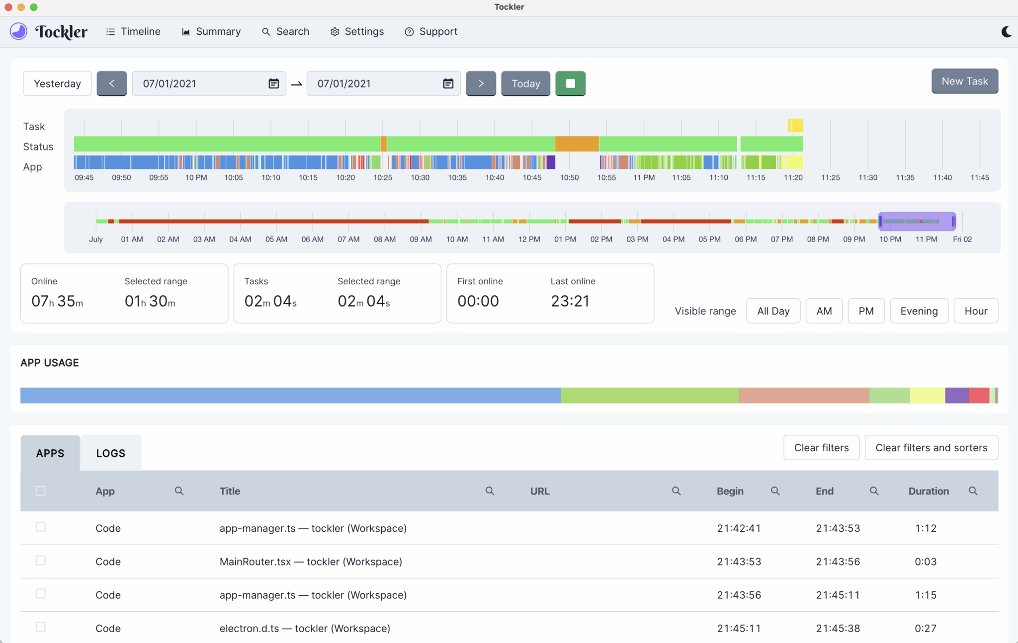 Tockler tracks time by monitoring your active window title - LinuxLinks