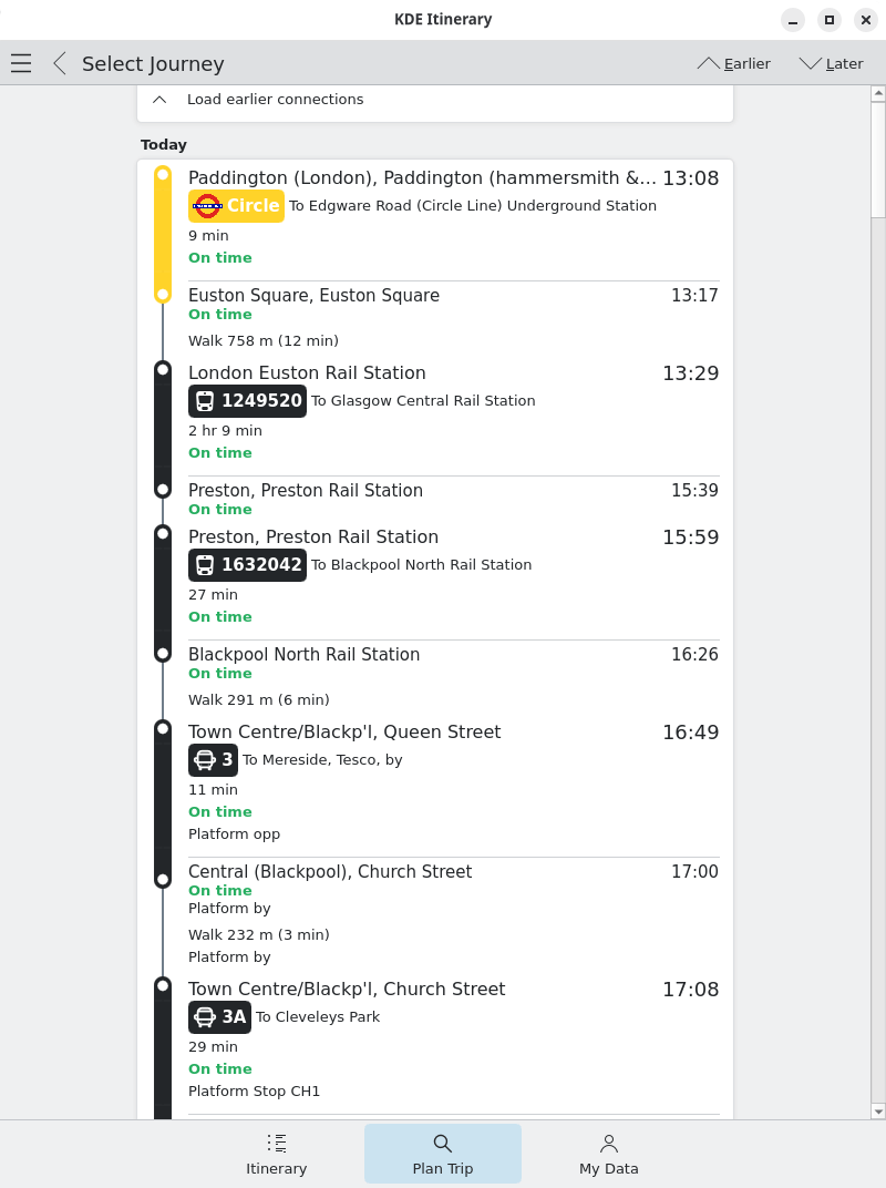 KDE Itinerary in action