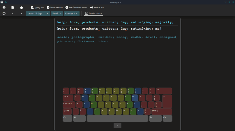 Text Typing Linux Open-Typer is a typing tutor application - LinuxLinks