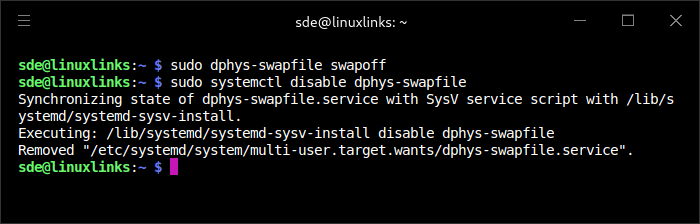 Turn off swap file and system service