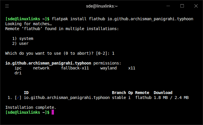 Installing Typhoon with Flatpak