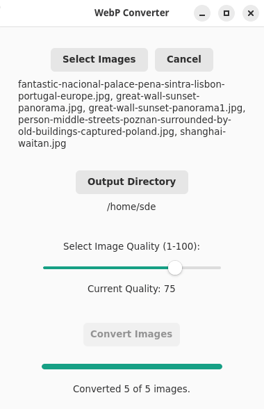 WebP Converter in action