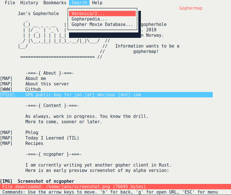 ncgopher in action