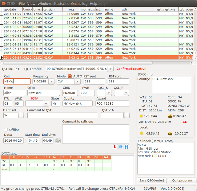 CQRLOG in action