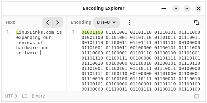 Encoding Explorer in action