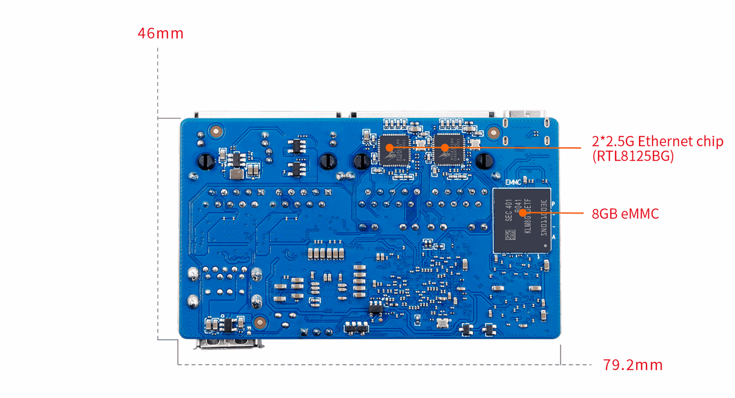 Orange Pi R2S - Bottom view
