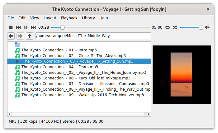 OrangePi RV2 playing music with fooyin