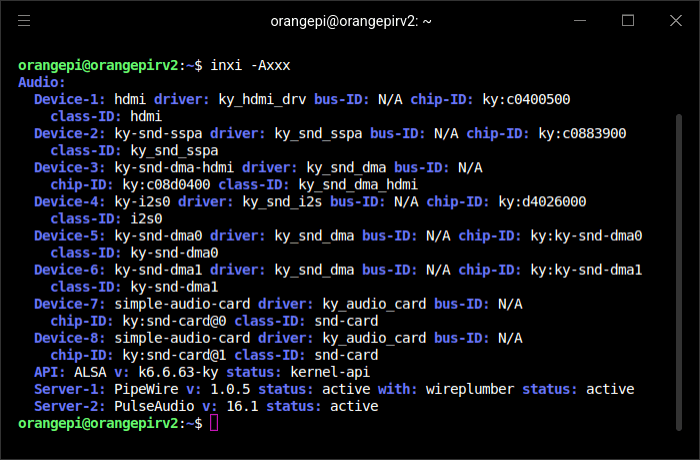 OrangePi RV2 - inxi output