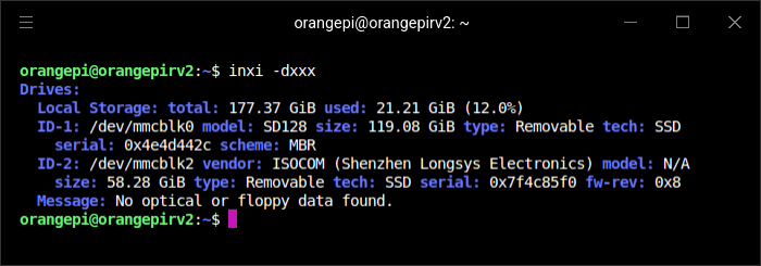 OrangePi RV2 - inxi output