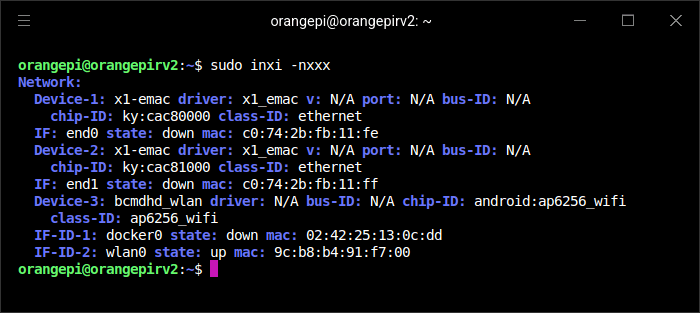 OrangePi RV2 - inxi output