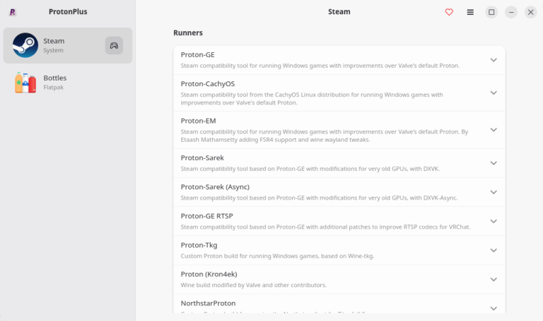 ProtonPlus - modern compatibility tools manager - LinuxLinks