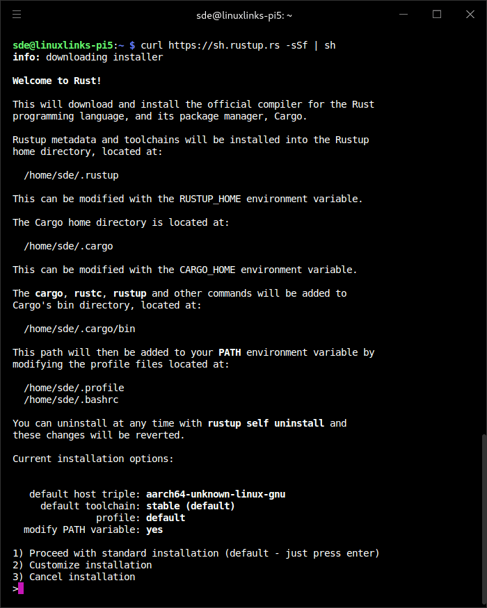 Install current version of Rust