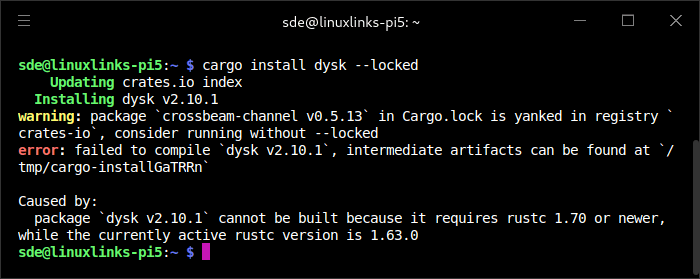 Build failed with locked option