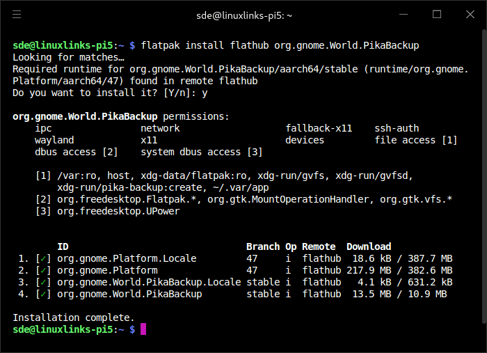 Installing Pika Backup