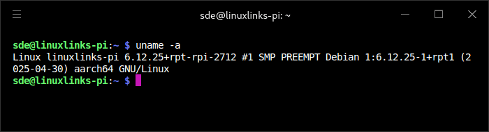 uname output