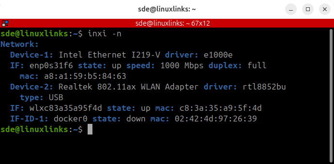 Inxi output