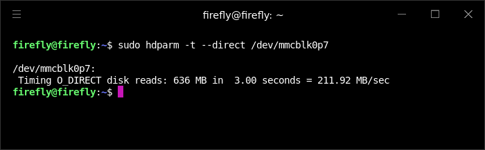 Testing speed of the eMMC
