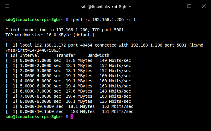 iperf output