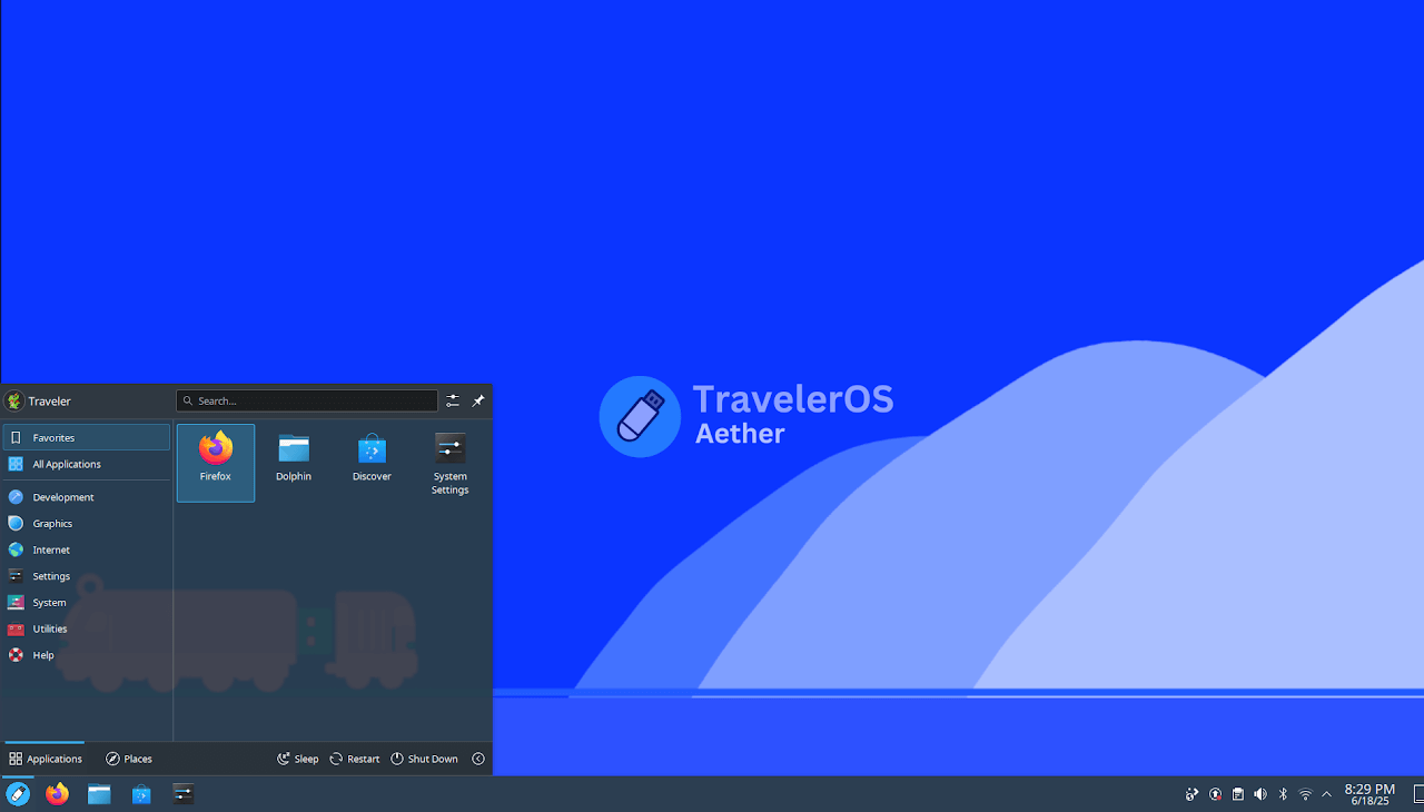 TravelerOS desktop