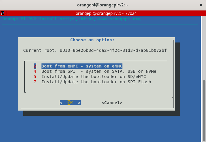 Orange Pi RV2: Installing operating system to the eMMC